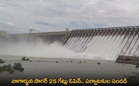 Nagarjuna Sagar : నాగార్జున సాగర్ 25 గేట్లు ఓపెన్.. పర్యాటకుల సందడి