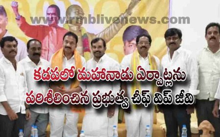 కడపలో మహానాడు ఏర్పాట్లను పరిశీలించిన ప్రభుత్వ చీఫ్ విప్ జీవి